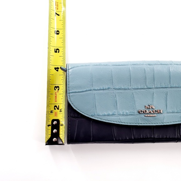 Coach Slim Envelope Clutch Wallet Crocodile Embossed Leather Snap F27482 - Picture 12 of 12